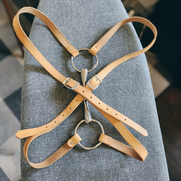 Fashion harness Handmade natural color leather Size 38" chest - Picture 5 of 13